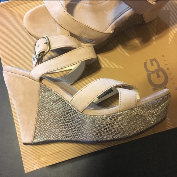 UGG | Shoes | Ugg Australia Ariah Nude Metallic Wedge Shoes  Ugg “Ariah” wedges
